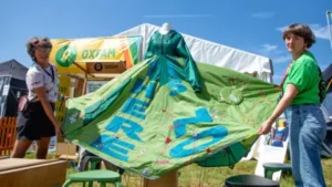 Festival tents used to make Fashion Week dress